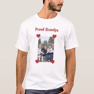 Cute Hearts Proud Grandpa Love Vertical Photo T-Shirt