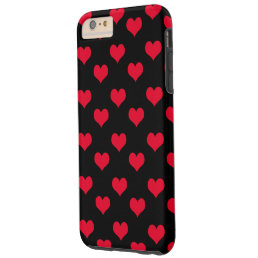 Cute Hearts Red and Black Pattern Tough iPhone 6 Plus Case