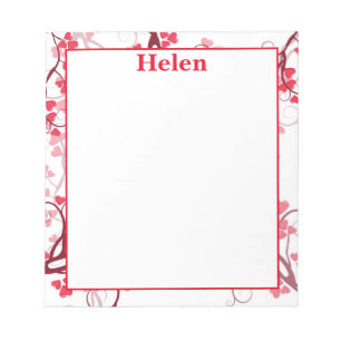 Cute hearts red and white notepad