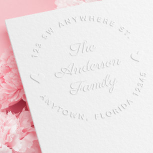 Cute Hearts Return Address Personalized Name Embosser