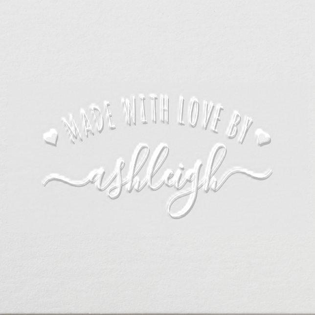 Cute Hearts & Script Made With Love | Custom Name Embosser (Design)