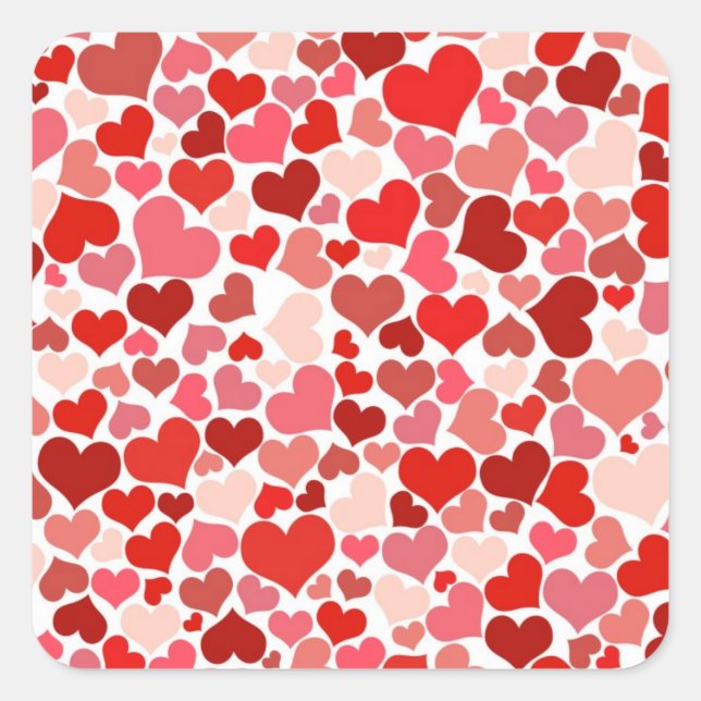 Cute Hearts Square Sticker (Front)