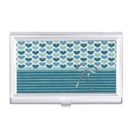Cute Hearts  Stripes and Bow Business Card Case