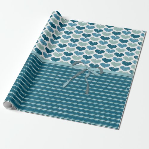 Cute Hearts Stripes and Bow  Wrapping Paper