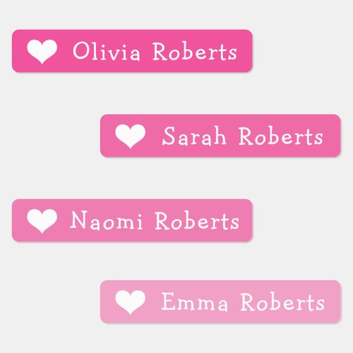 Cute hearts text pink fabric clothing labels