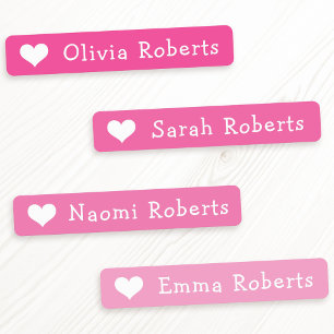 Cute hearts text pink fabric clothing labels