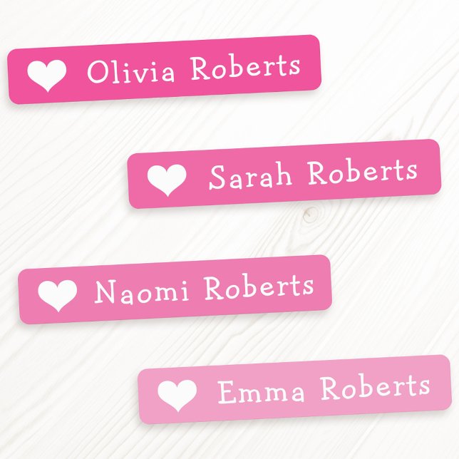 Cute hearts text pink fabric clothing labels (Cute hearts text pink fabric clothing labels)