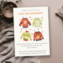 Cute Hearts Ugly Sweater Christmas Party Invite