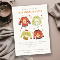 Cute Hearts Ugly Sweater Christmas Party Invite