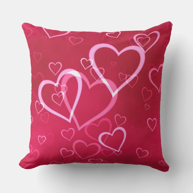 Cute Hearts Valentine Day Pink Red Throw Pillow (Front)