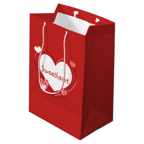 Cute Hearts Valentines Day Sweetheart Red Medium Gift Bag