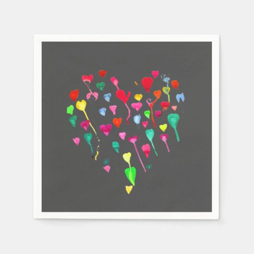 Cute hearts watercolor illustration picnic art napkins