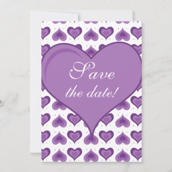 Cute Hearts Wedding Save The Date Card Purple by WeddingShop88 at Zazzle