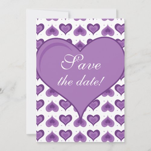Cute Hearts Wedding Save the Date Card purple Personalized Invite
