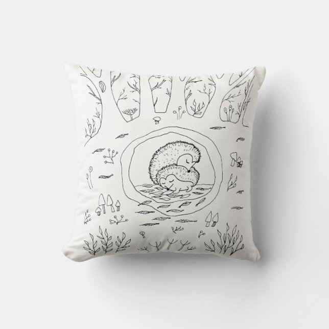 Cute Heartwarming Loving Hedgehogs Throw Pillow (Front)