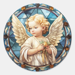 Cute Heavenly Angel religious Classic Round Sticker
