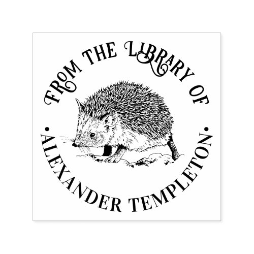 Cute Hedgehog 2 Round Library Book Name Self_inking Stamp