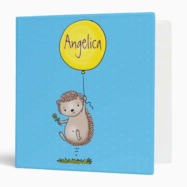 Cute hedgehog and balloon cartoon pattern 3 ring binder (Front/Inside)