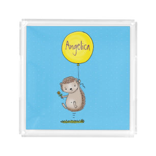 Cute hedgehog and balloon cartoon pattern acrylic tray