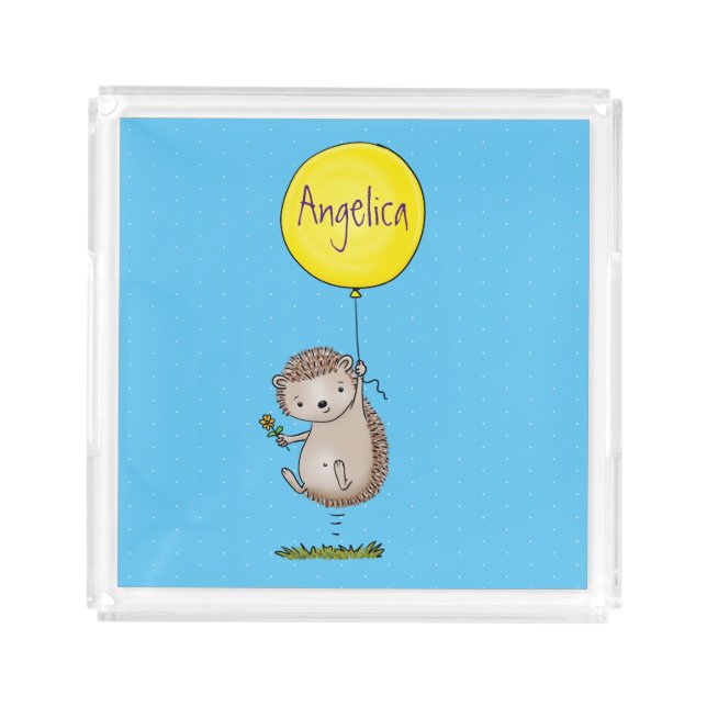 Cute hedgehog and balloon cartoon pattern acrylic tray (Front)