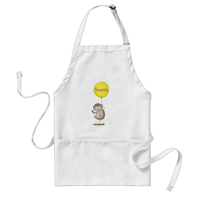 Cute hedgehog and balloon cartoon pattern adult apron (Front)