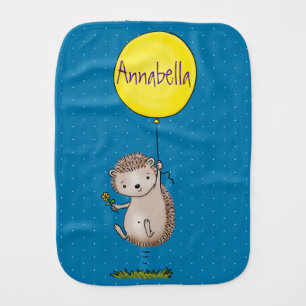 Cute hedgehog and balloon cartoon pattern baby burp cloth