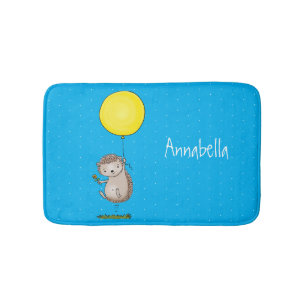 Cute hedgehog and balloon cartoon pattern bath mat