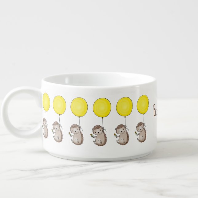 Cute hedgehog and balloon cartoon pattern bowl (Right)