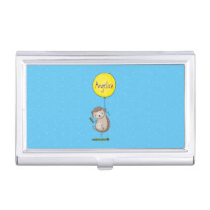 Cute hedgehog and balloon cartoon pattern business card case