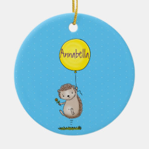 Cute hedgehog and balloon cartoon pattern ceramic ornament