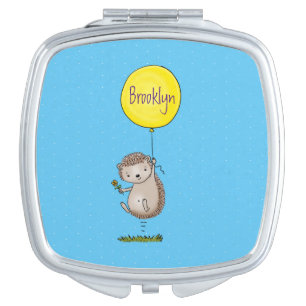 Cute hedgehog and balloon cartoon pattern compact mirror