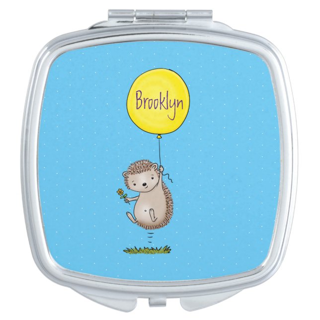 Cute hedgehog and balloon cartoon pattern compact mirror (Front)