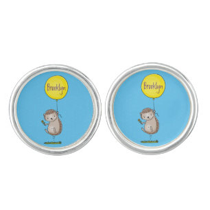 Cute hedgehog and balloon cartoon pattern cufflinks