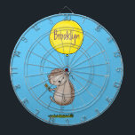 Cute hedgehog and balloon cartoon pattern dart board<br><div class="desc">This happy item features our cute hedgehog being carried by a big yellow balloon.</div>