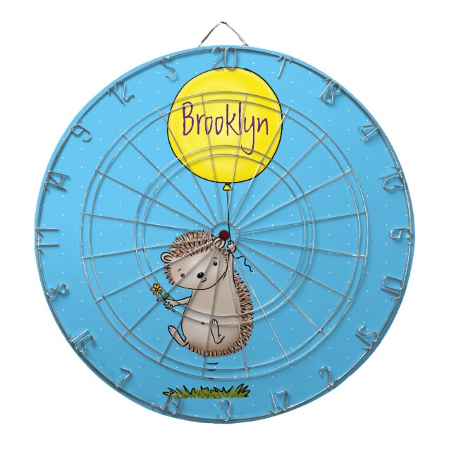 Cute hedgehog and balloon cartoon pattern dart board (Front)