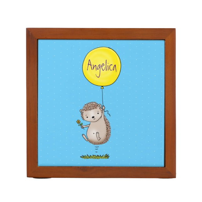Cute hedgehog and balloon cartoon pattern desk organizer (Front)