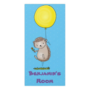 Cute hedgehog and balloon cartoon pattern door sign