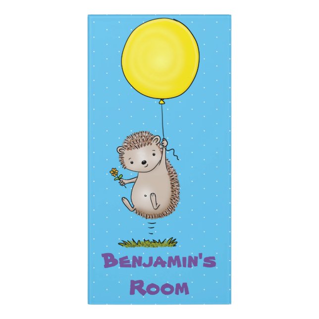 Cute hedgehog and balloon cartoon pattern door sign (Classic Front Vert)