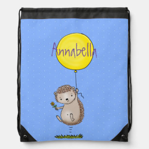 Cute hedgehog and balloon cartoon pattern drawstring bag