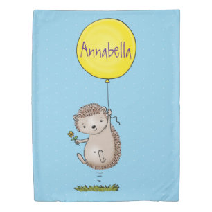 Cute hedgehog and balloon cartoon pattern duvet cover