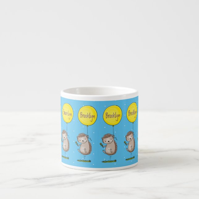 Cute hedgehog and balloon cartoon pattern espresso cup (Front)
