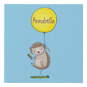 Cute hedgehog and balloon cartoon pattern faux canvas print