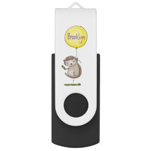 Cute hedgehog and balloon cartoon pattern flash drive