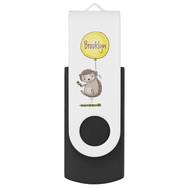 Cute hedgehog and balloon cartoon pattern flash drive (Front Vertical)