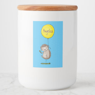 Cute hedgehog and balloon cartoon pattern food label
