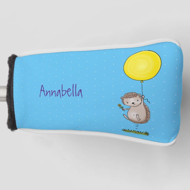 Cute hedgehog and balloon cartoon pattern golf head cover (Front)