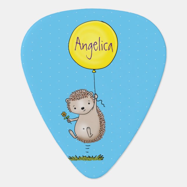 Cute hedgehog and balloon cartoon pattern guitar pick (Front)