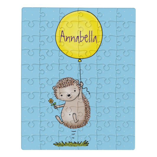 Cute hedgehog and balloon cartoon pattern jigsaw puzzle (Puzzle Vertical)