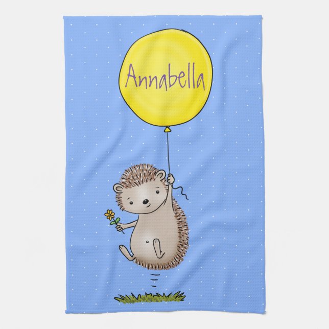 Cute hedgehog and balloon cartoon pattern kitchen towel (Vertical)