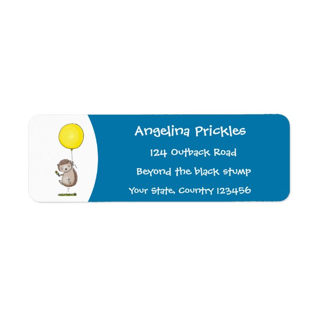 Cute hedgehog and balloon cartoon pattern label (Front)
